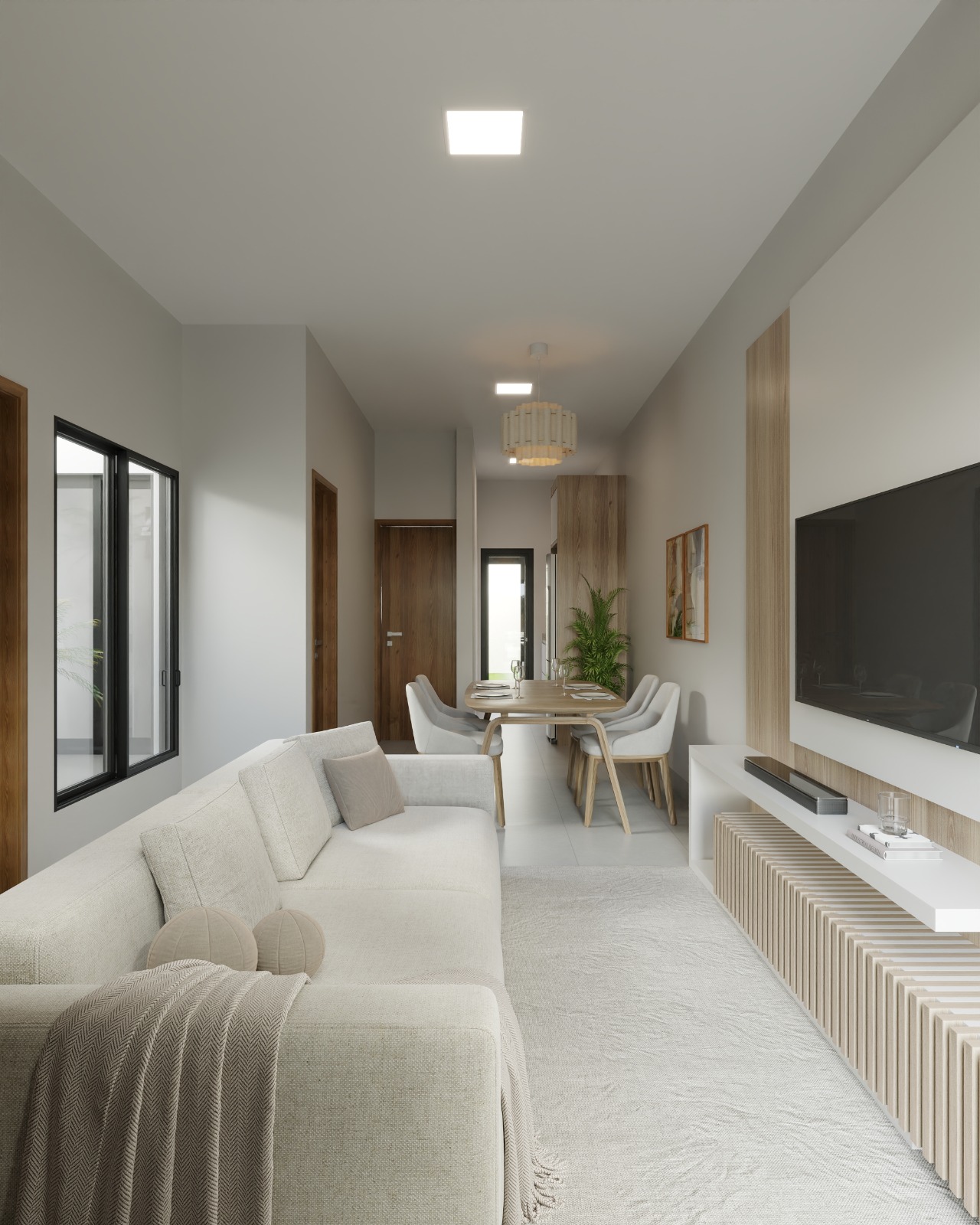 Sala de estar e jantar integradas — Planta A