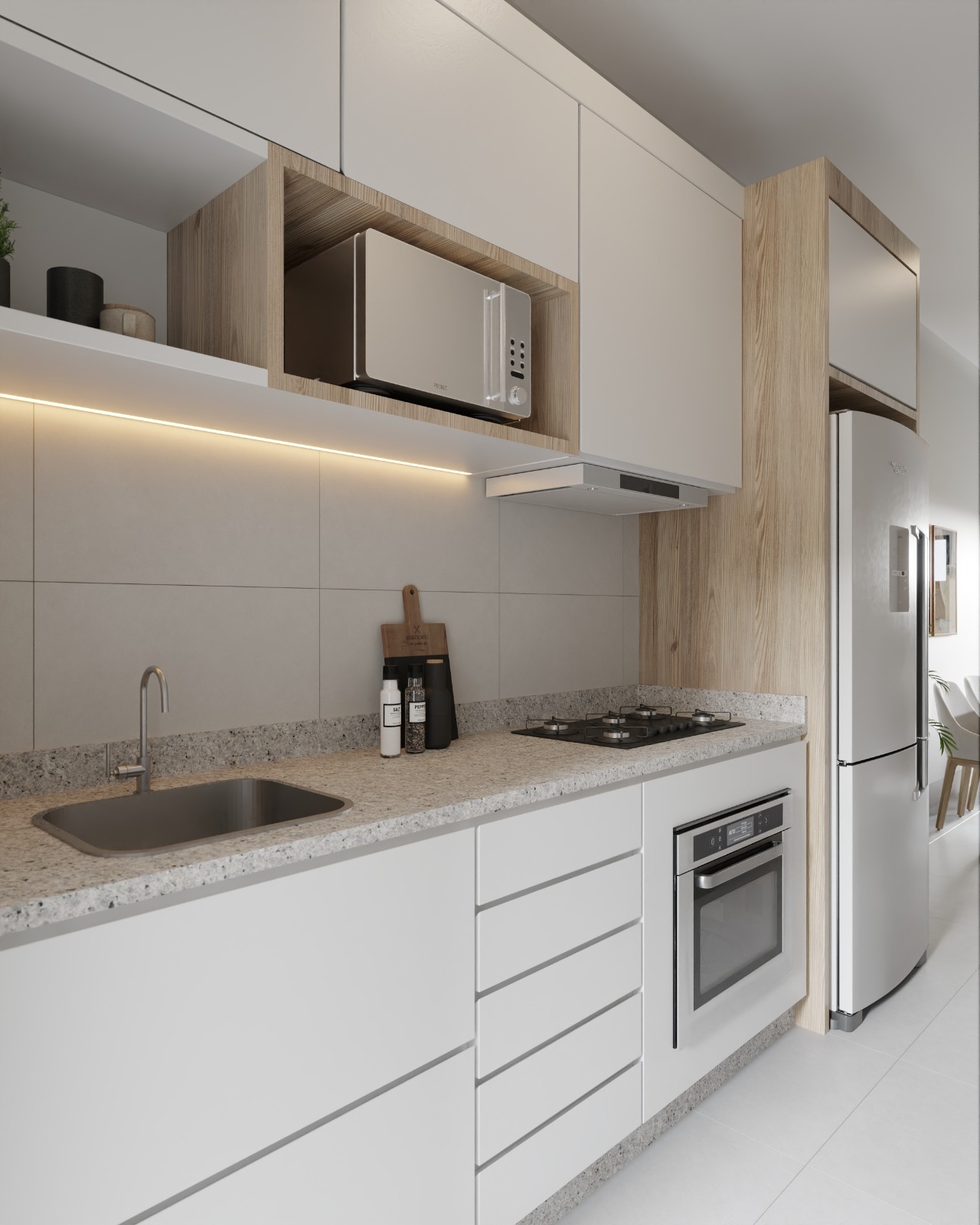 Cozinha planejada com bancada em granito — Planta A